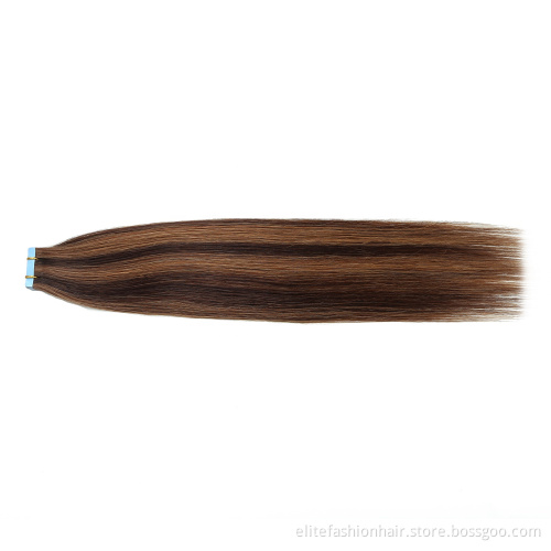 Human Hair Extensions Tape In Double Drawn 100% Human Remy Hair Silky Virgin Tape Hair Extension